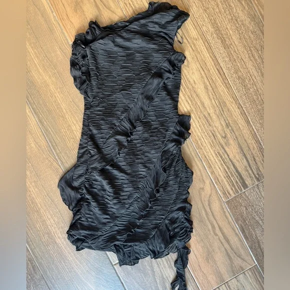 ZARA Asymmetric Ruffled Mini Dress - Picture 6 of 7